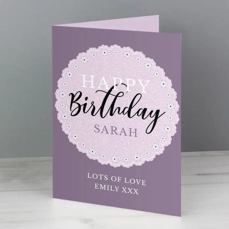 Personalised Lilac Lace Birthday Card - Gift Moments
