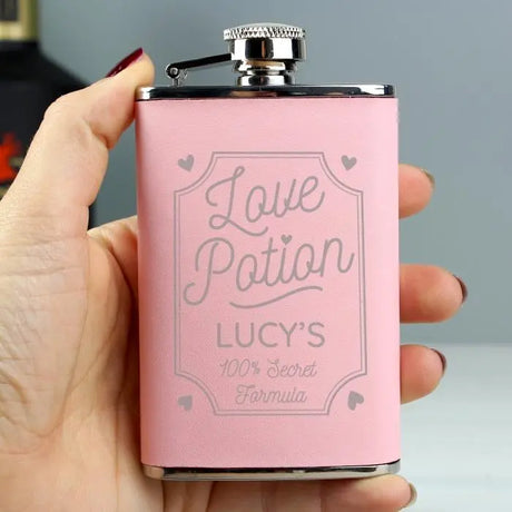 Personalised Love Potion Pink Hip Flask - Gift Moments