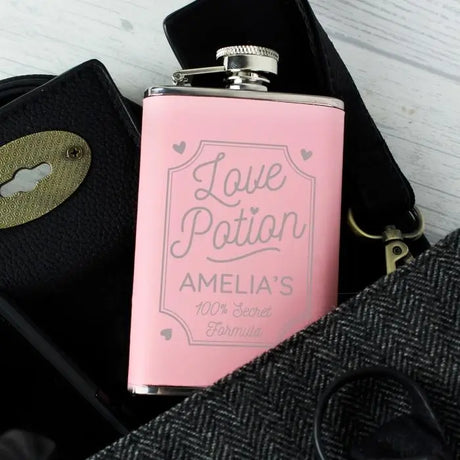 Personalised Love Potion Pink Hip Flask - Gift Moments