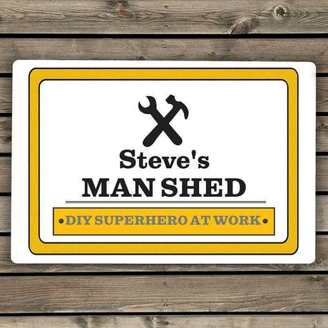 Personalised MAN AT WORK Metal Sign - Gift Moments