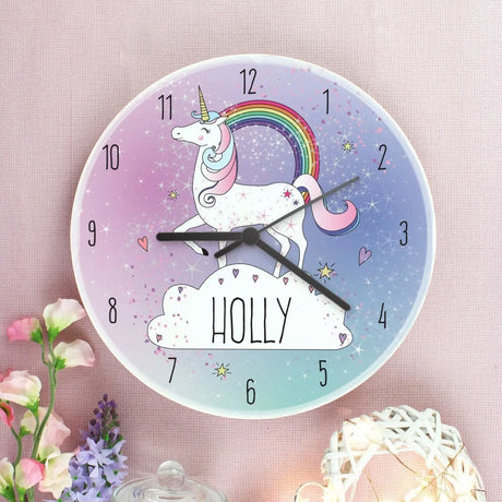 Personalised Magical Unicorn Wooden Bedroom Clock - Gift Moments