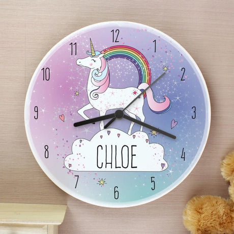 Personalised Magical Unicorn Wooden Bedroom Clock - Gift Moments