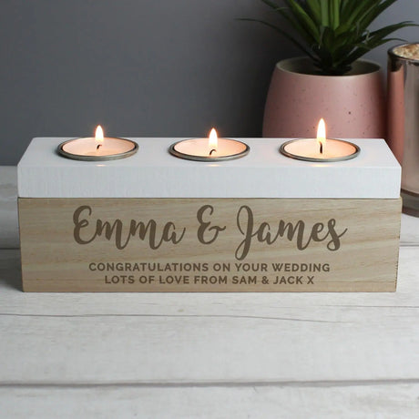 Personalised Married Couple Triple Tea Light Box - Gift Moments