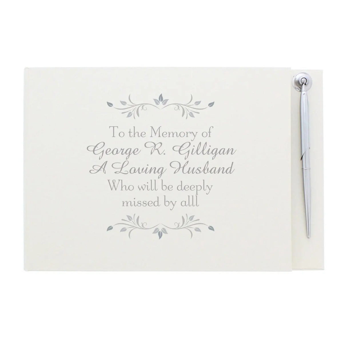 Personalised Memorial Guest Book and Pen - Gift Moments