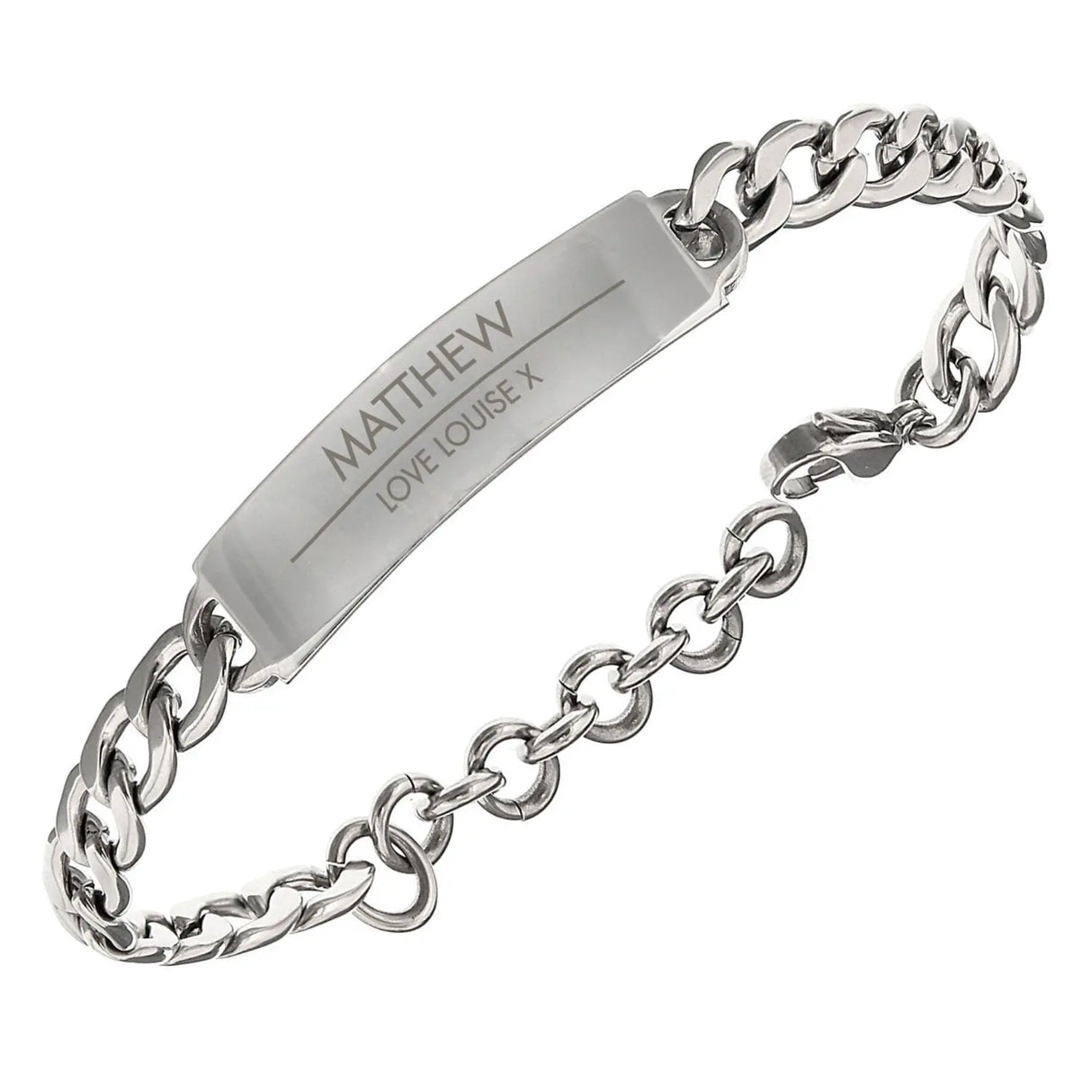 Personalised Mens Stainless Steel Chain Bracelet - Gift Moments