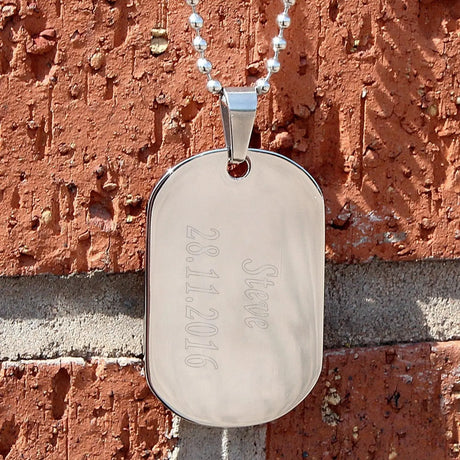 Personalised Mens Stainless Steel Dog Tag Necklace - Gift Moments
