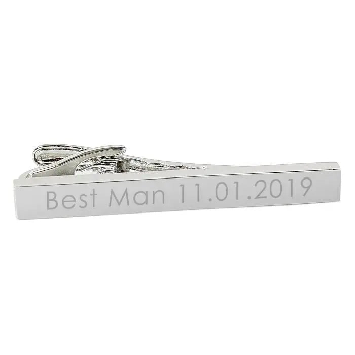 Personalised Message Silver Tie Clip - Gift Moments