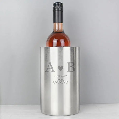 Personalised Monogram Stainless Steel Wine Cooler - Gift Moments