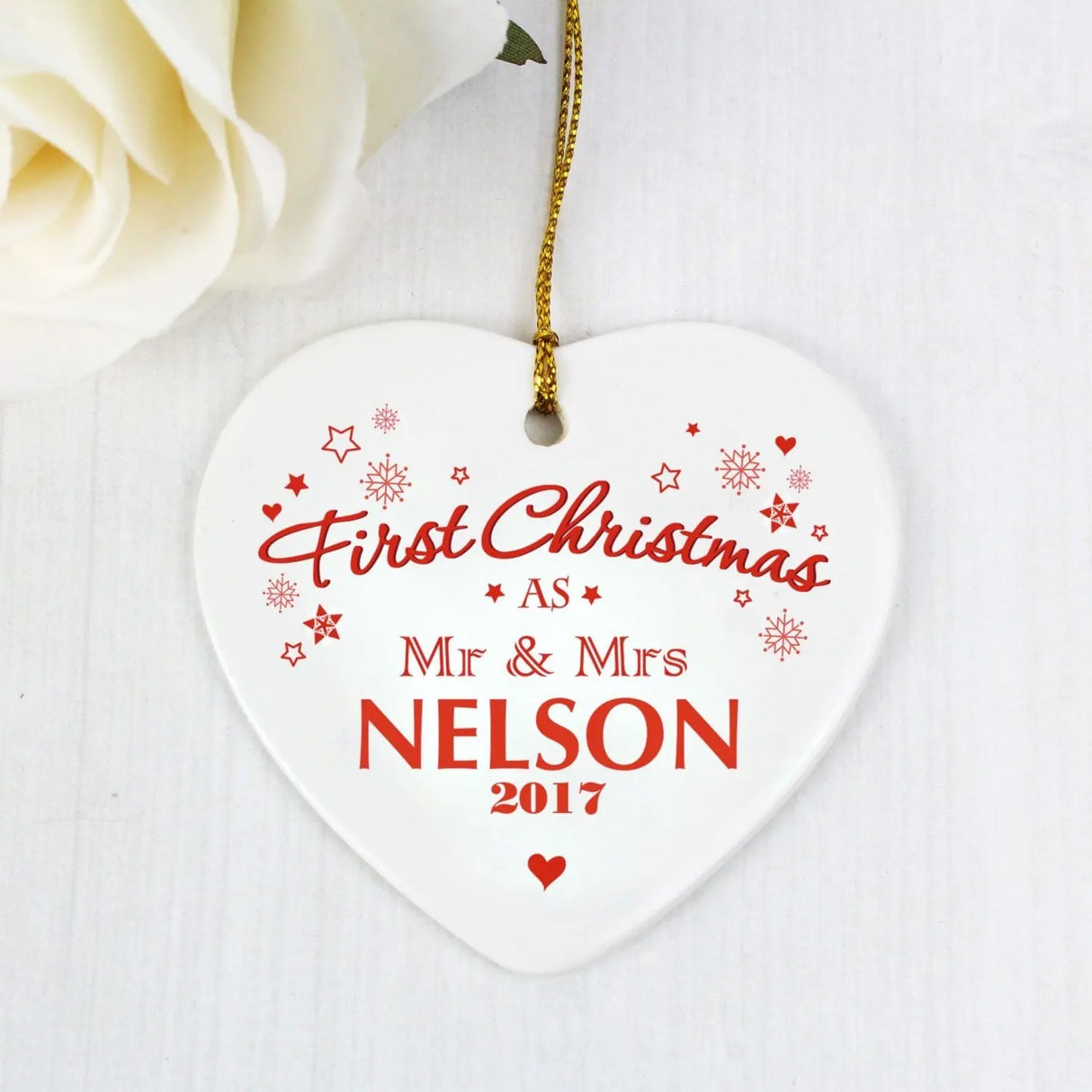 Personalised Mr & Mrs 1st Christmas Heart - Gift Moments
