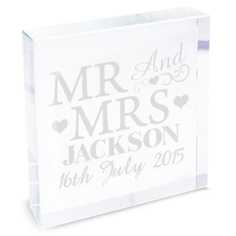 Personalised Mr & Mrs Crystal Token - Gift Moments
