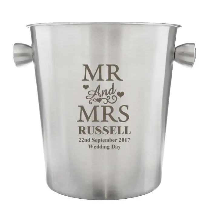 Personalised Mr & Mrs Stainless Steel Ice Bucket - Gift Moments