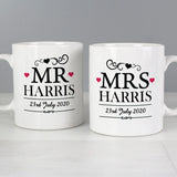 Personalised Mr & Mrs Wedding Mug Set - Gift Moments