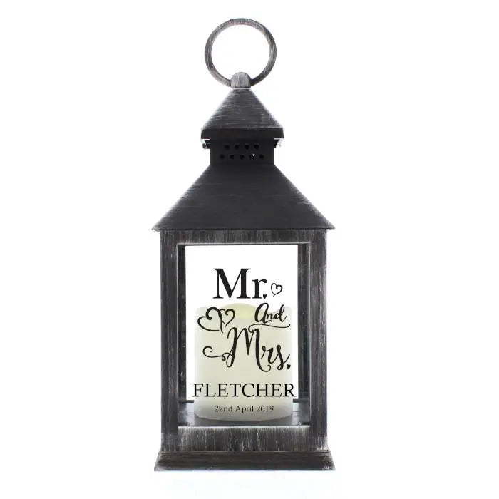 Personalised Mr and Mrs Black Flickering Lantern - Gift Moments