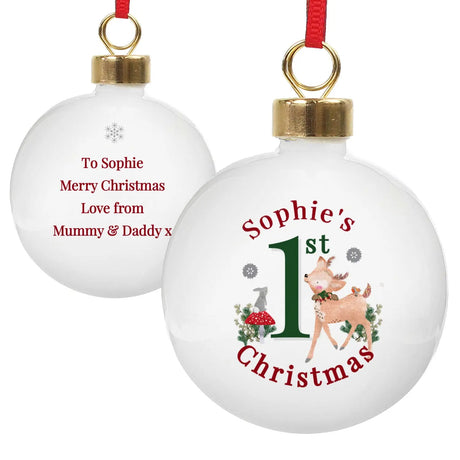 Personalised My 1st Christmas Festive Fawn Bauble - Gift Moments