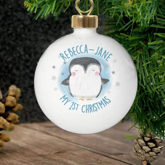 Personalised My 1st Christmas Pengiun Bauble - Gift Moments
