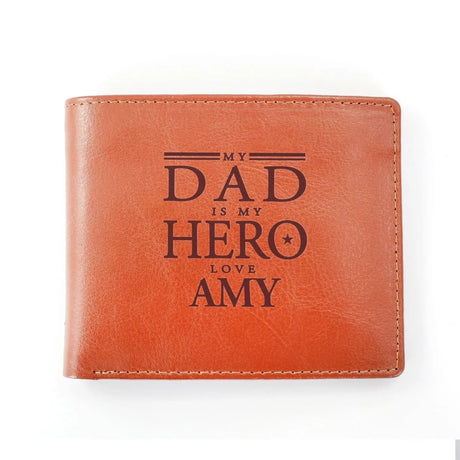 Personalised My Dad is My Hero Tan Wallet - Gift Moments