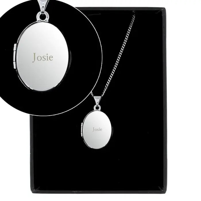 Personalised Name Sterling Silver Oval Locket Necklace - Gift Moments