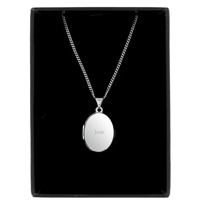 Personalised Name Sterling Silver Oval Locket Necklace - Gift Moments