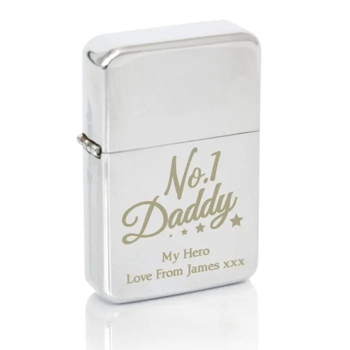 Personalised No.1 Daddy Silver Lighter - Gift Moments