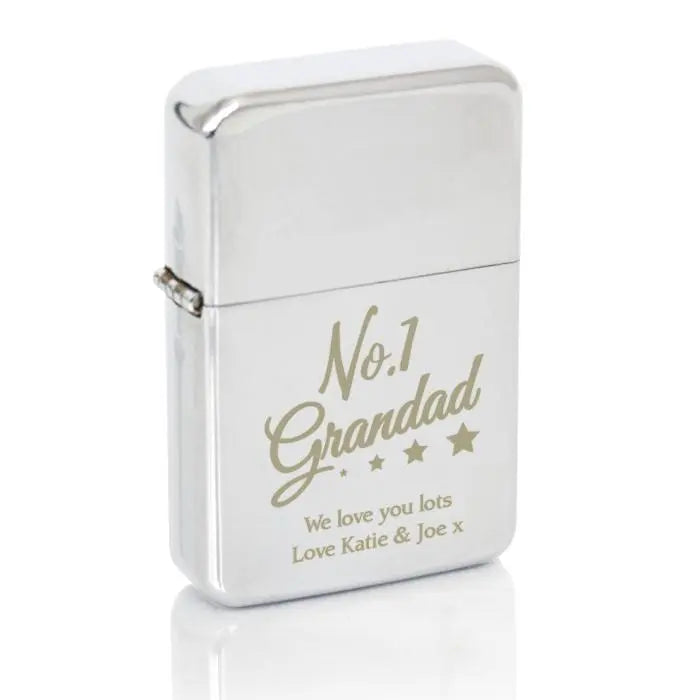 Personalised No.1 Grandad Silver Lighter - Gift Moments