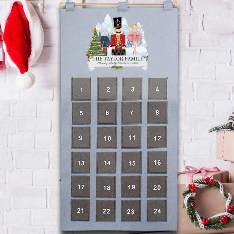 Personalised Nutcracker Advent Calendar In Silver Grey - Gift Moments