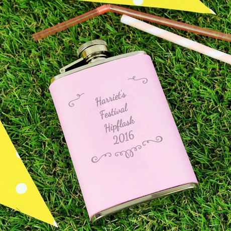 Personalised Ornate Pink Hip Flask - Gift Moments