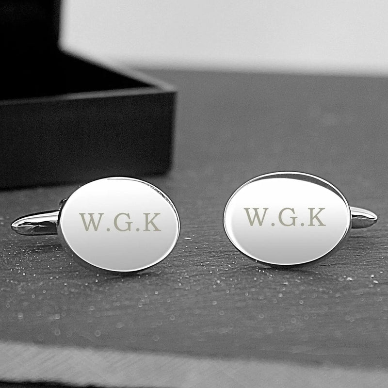 Personalised Oval Silver Cufflinks - Gift Moments
