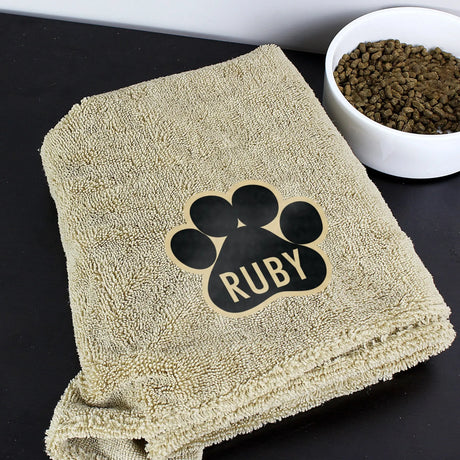 Personalised Pet Paw Brown Microfiber Towel - Gift Moments