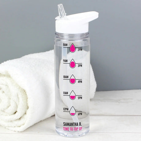 Personalised Pink 'Hydration Tracker' Island Water Bottle - Gift Moments