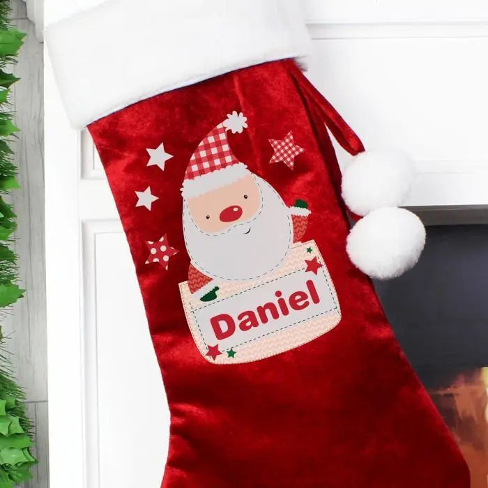 Personalised Pocket Santa Luxury Stocking - Gift Moments