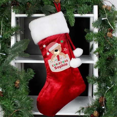 Personalised Pocket Teddy My 1st Christmas Luxury Stocking - Gift Moments