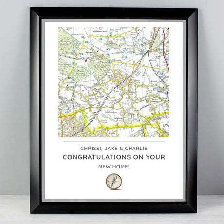 Personalised Present Day Map Framed Poster - Gift Moments