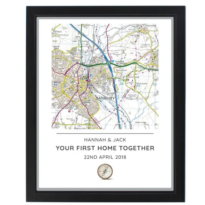 Personalised Present Day Map Framed Poster - Gift Moments