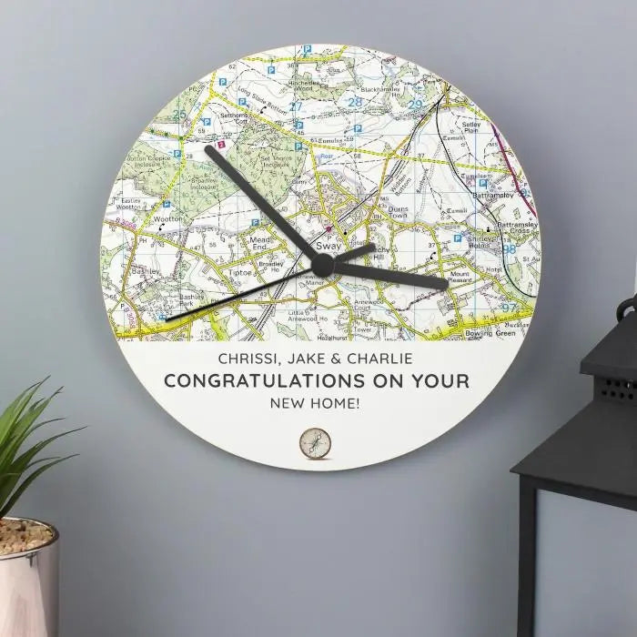 Personalised Present Day Map Wooden Clock - Gift Moments