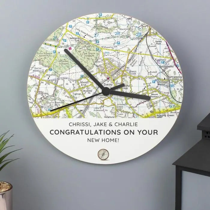 Personalised Present Day Map Wooden Clock - Gift Moments