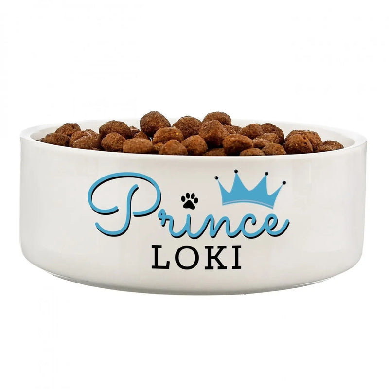 Personalised Prince Medium Ceramic White Pet Bowl - Gift Moments