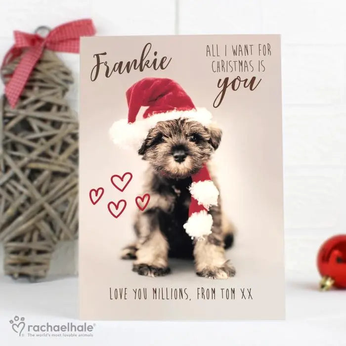 Personalised Rachael Hale Christmas Puppy Card - Gift Moments