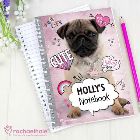 Personalised Rachael Hale Pug A5 Notebook - Gift Moments