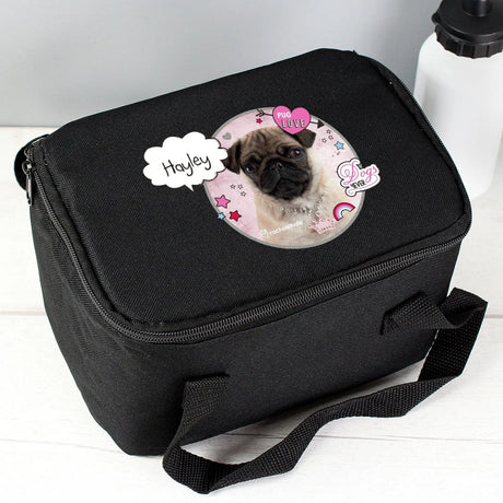 Personalised Rachael Hale Pug Black Lunch Bag - Gift Moments