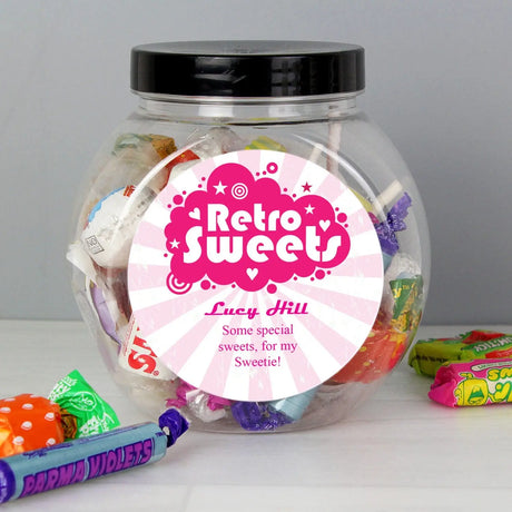 Personalised Retro Pink Sweet Jar - Gift Moments