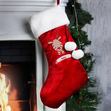 Personalised Retro Reindeer Luxury Stocking - Gift Moments
