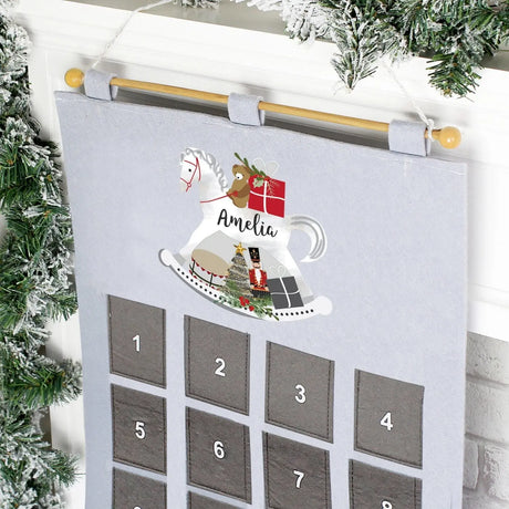 Personalised Rocking Horse Advent Calendar In Silver Grey - Gift Moments