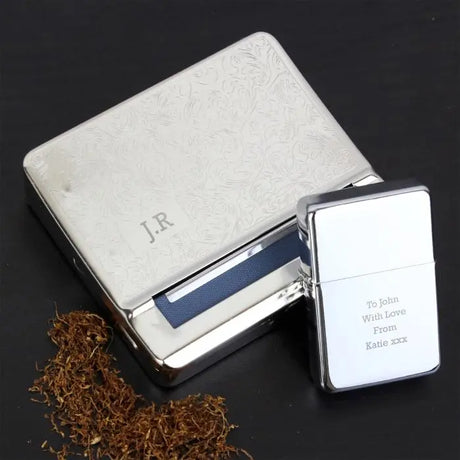 Personalised Rolling Tin and Silver Lighter Set - Gift Moments