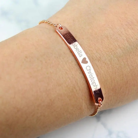 Personalised Rose Gold Tone Heart ID Bracelet - Gift Moments
