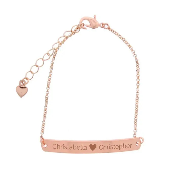 Personalised Rose Gold Tone Heart ID Bracelet - Gift Moments