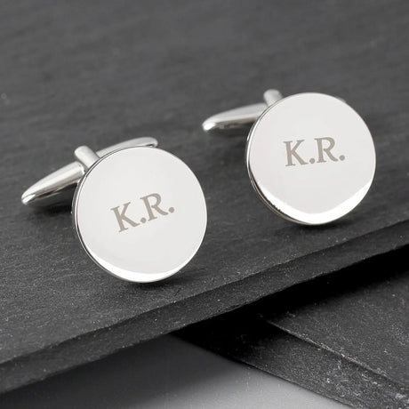 Personalised Round Silver Cufflinks - Gift Moments