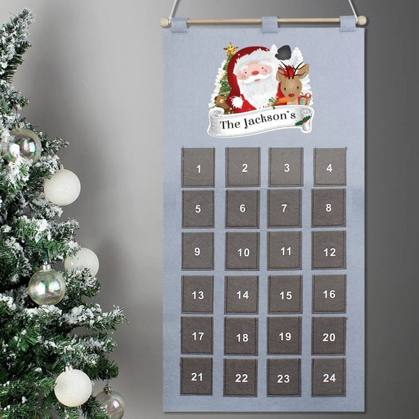 Personalised Santa Advent Calendar In Silver Grey - Gift Moments