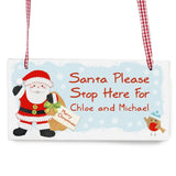 Personalised Santa Stop Here Wooden Sign - Gift Moments