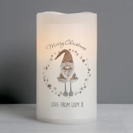 Personalised Scandinavian Christmas Gnome LED Candle - Gift Moments