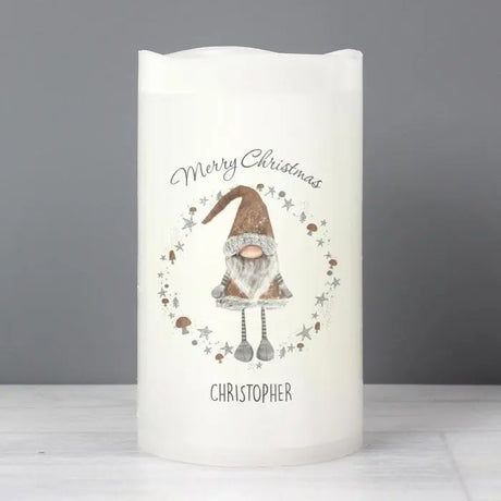 Personalised Scandinavian Christmas Gnome LED Candle - Gift Moments